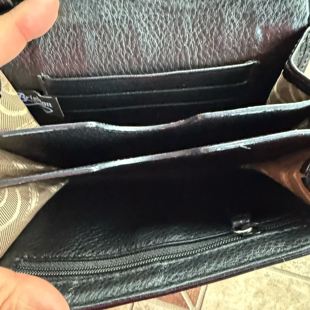 Brighton Mingle Tech Black Croc-Embossed Crossbody Wallet Bag